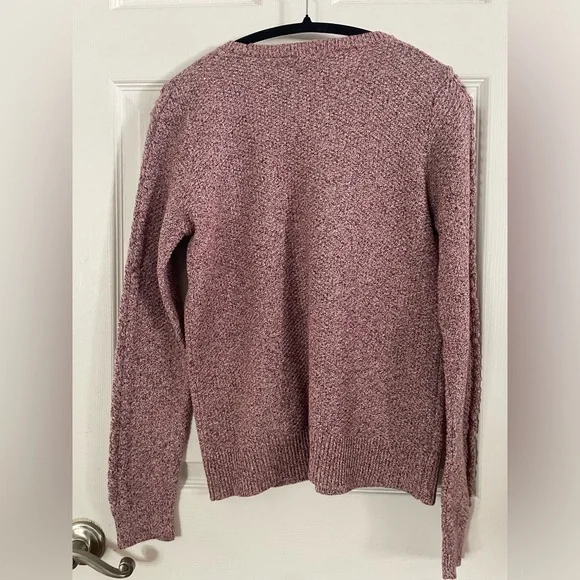 LOFT Marled Pink 100% Cotton Sweater Medium - Picture 4 of 4